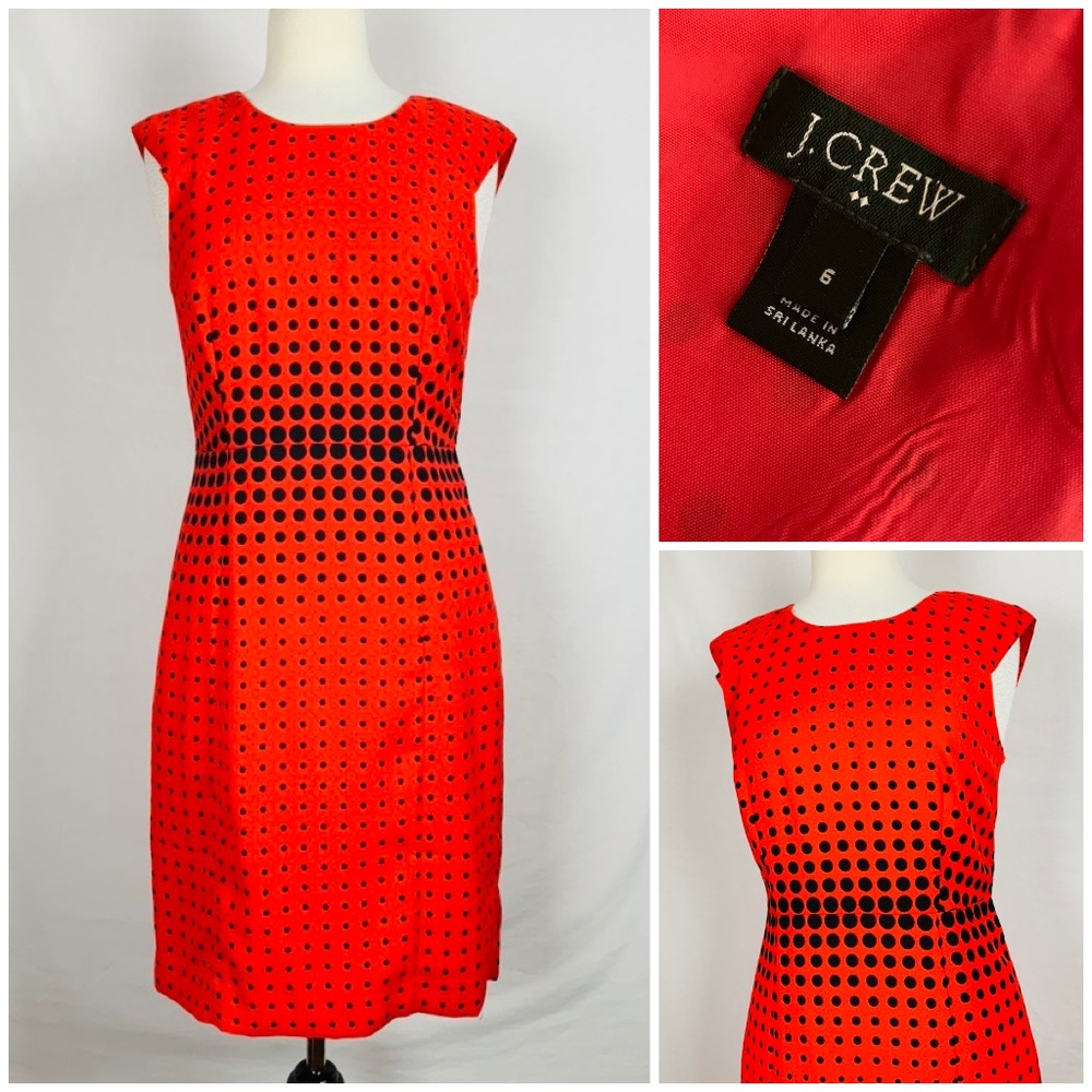 J. Crew Factory Size 6 Red Optic Graphic Dot Dress